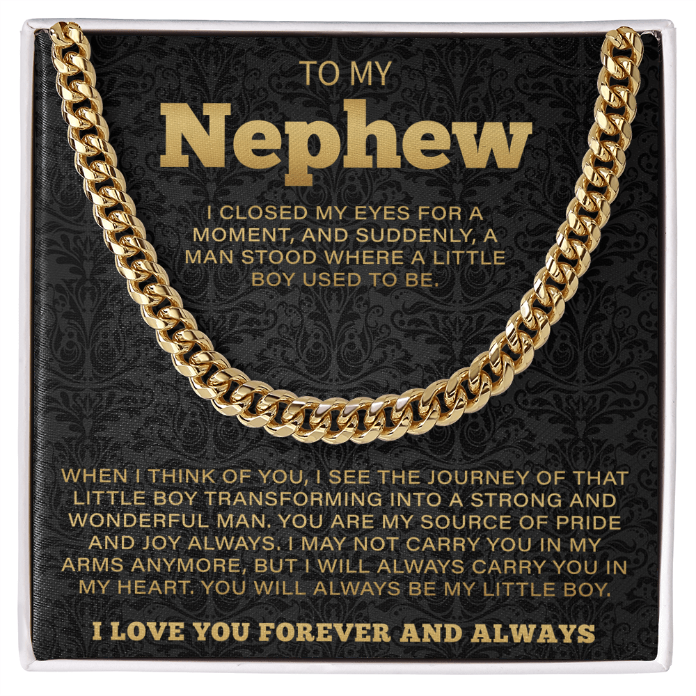 To my nephew necklace - Cuban Chain Necklace For Nephew From Aunt/Uncle, Nephew Birthday Gift From Uncle, Graduation Gift For Nephew, Present for Nephew, Christmas Gift For Nephew - Beauty Belliss